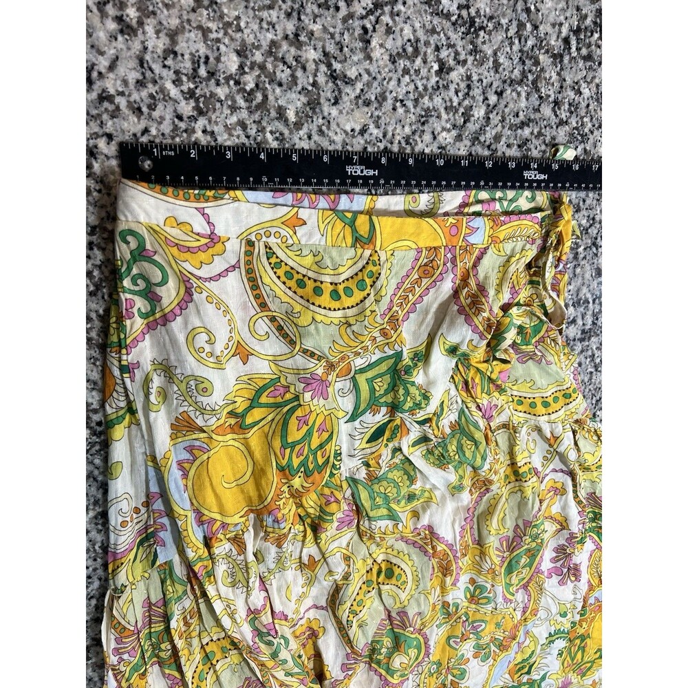 Haute Hippie long Tiered Wrap Floral skirt pink/green/yellow Boho Chic NWT large - Picture 6 of 10